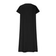 thumbnail image 4 of qucoqpe Womens Summer Long Maxi Dress V Neck Short Sleeve Sun Dress Casual Loose Holiday Beach Dress, 4 of 6