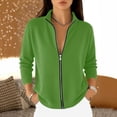 thumbnail image 6 of MLCDZ Women's Zip up Sweatshirt Jacket Long Sleeves Collar Hoodless Casual Loose Lightweight Outdoor Activities Running Coat with Pockets, 6 of 9