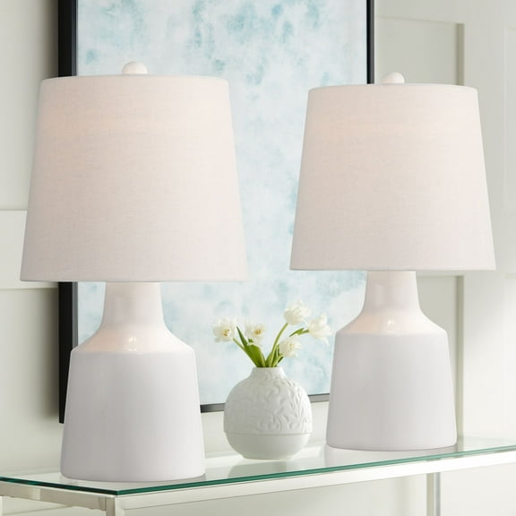 360 Lighting Tango 20 1/2" High Small Modern Coastal Accent Table Lamps Set of 2 White Ceramic White Shade Living Room Bedroom
