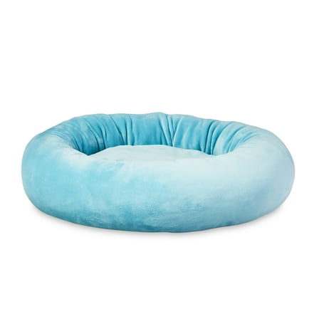Vibrant Life Bed for Dogs & Cats, Squish Cuddle Bed, Washable, Light Blue, 17"