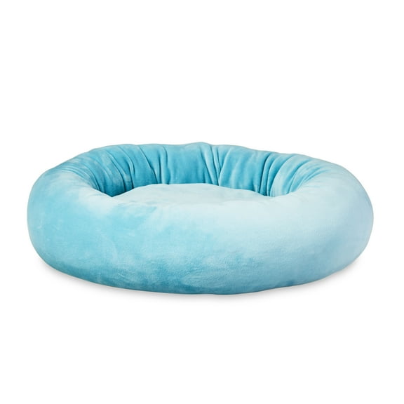 Vibrant Life Bed for Dogs & Cats, Squish Cuddle Bed, Washable, Light Blue, 17"