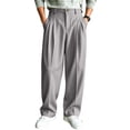 thumbnail image 3 of Mens Baggy Dress Pants Old Money Pleated Casual Wide Leg Slacks Fall Lightweight Comfort Work Business Trouser for Daily Wea Gray M, 3 of 10