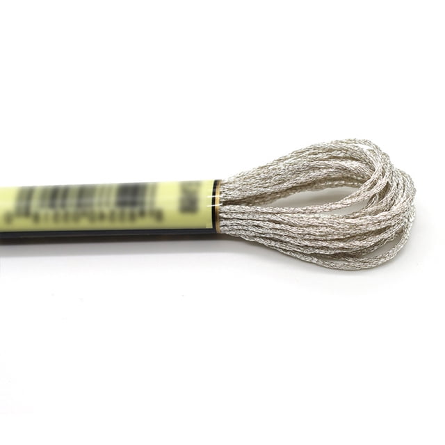 Yuarrent Hilo de cableado de punto de cruz, fibra de poliéster hecha a mano, no es fácil de desvanecer, línea de bordado, cadena de lingotes, Artesanía Blanco plateadoE168 Yuarrent HA059818-05