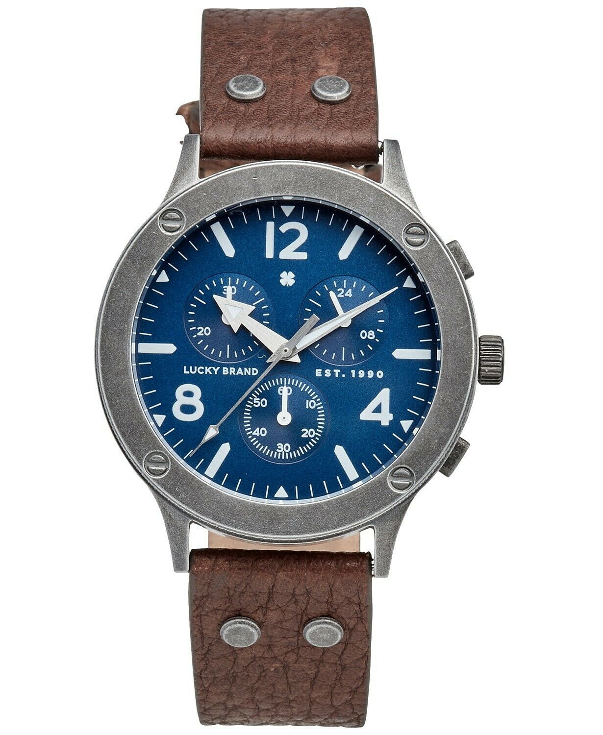 Lucky Brand Men's Rockpoint Brown Leather Strap Watch 42mm