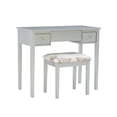 thumbnail image 2 of Pemberly Row Wood Vanity & Padded Seat Stool Flip Up Mirror Storage in Silver, 2 of 19