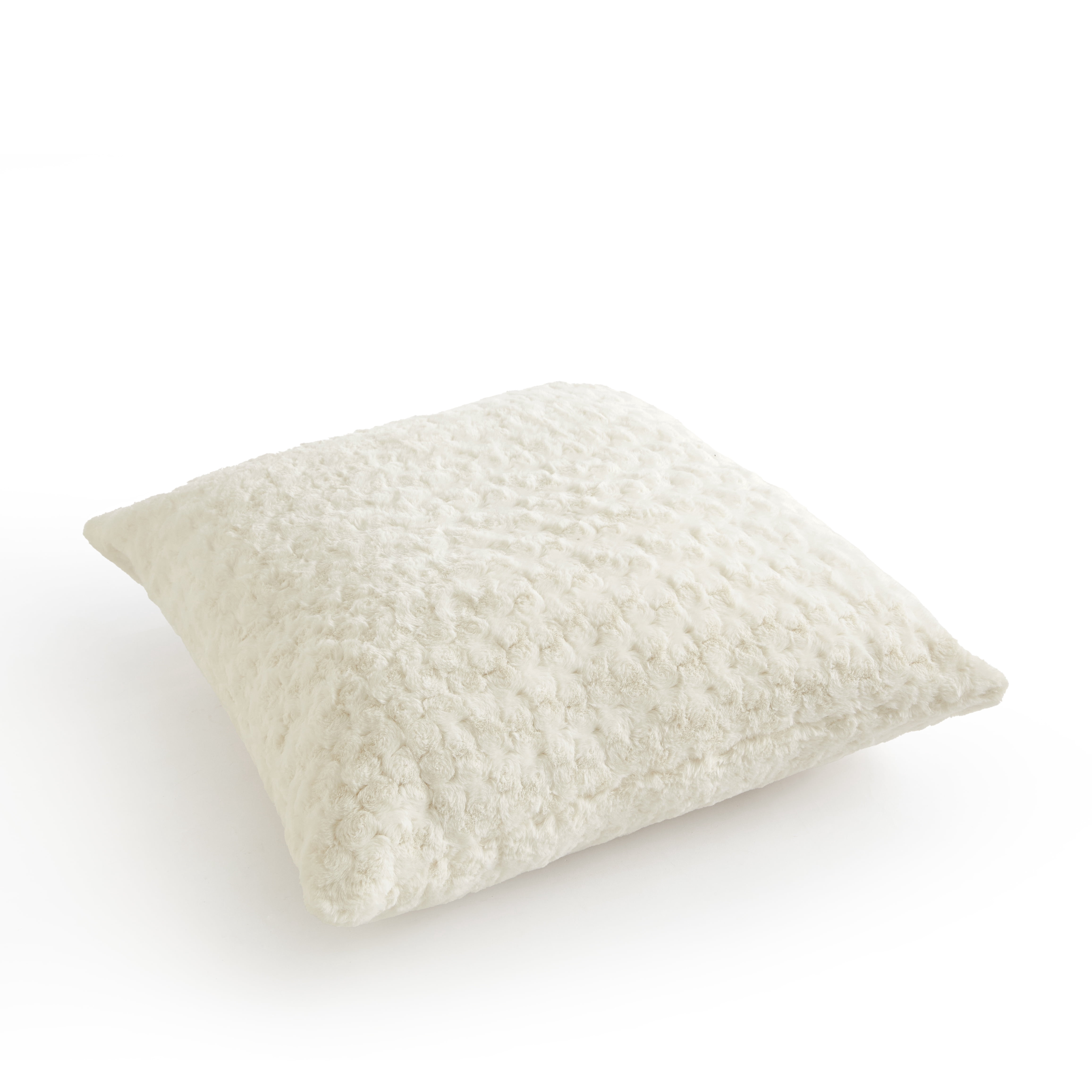 (2 pack) Mainstays 22" x 22" Rosette Faux Fur Decorative Pillow for Adults, Vanilla Dream