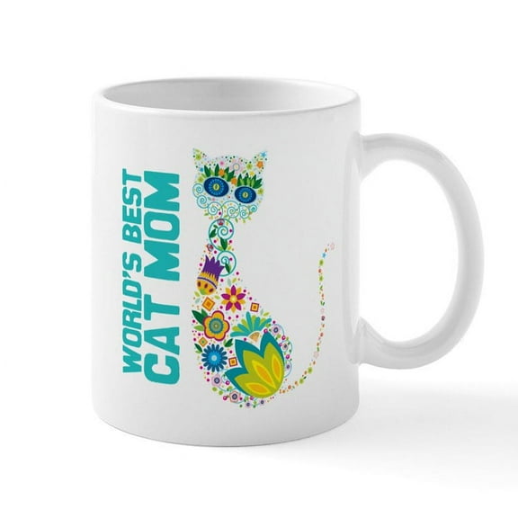CafePress - Cat Mom Mug - 11 oz Ceramic Mug - Novelty Coffee Tea Cup