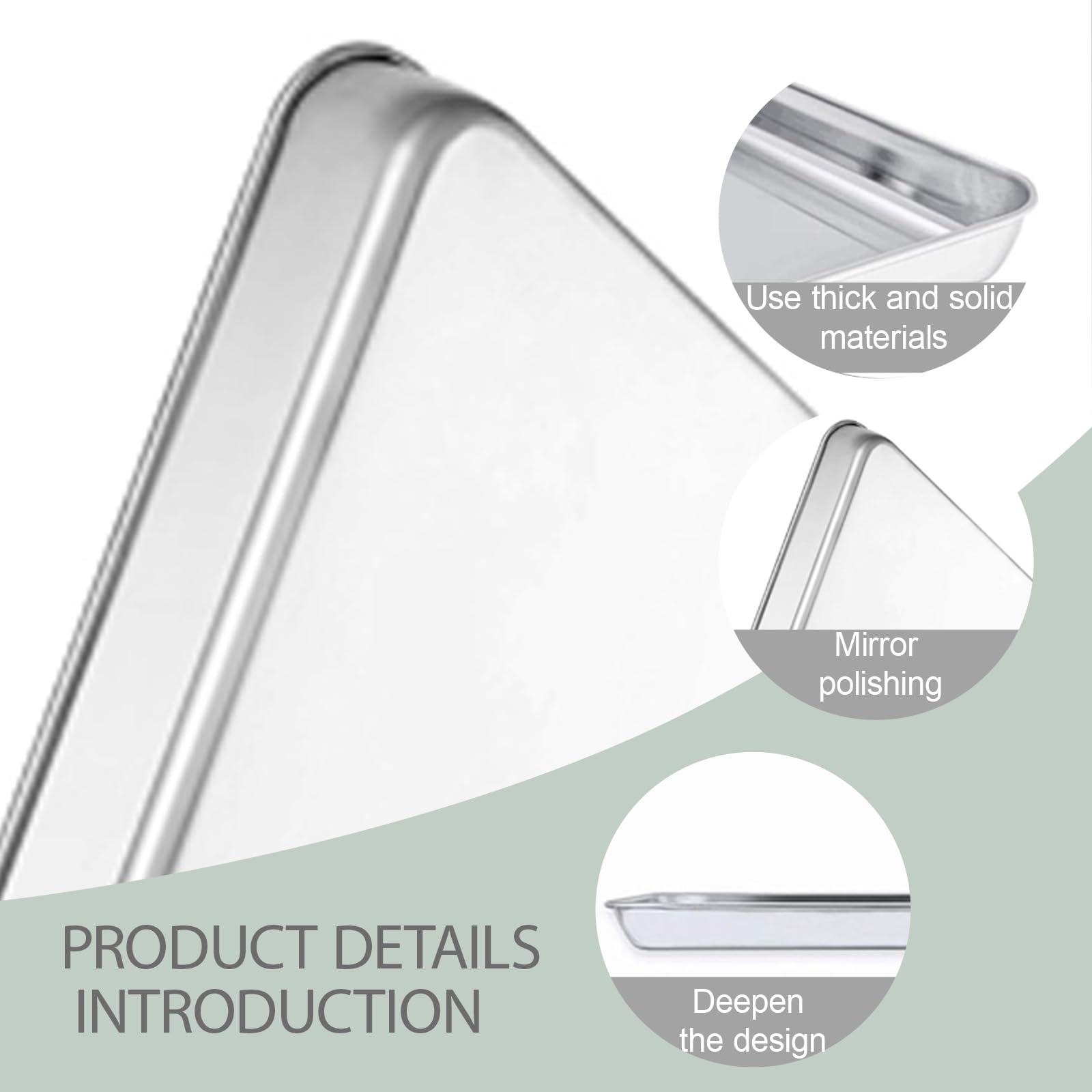 Non-Stick Stainless Steel Baking Sheets – 3-Piece Heavy Duty Cookie Trays, Easy to Clean Baking Pans, Shipped from Local Warehouse