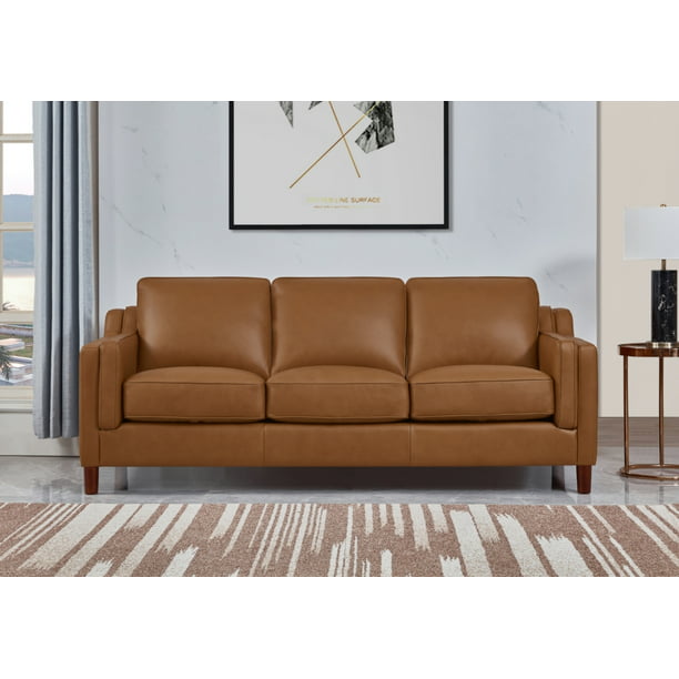 Hydeline Bella 100 Leather Sofa Couch, 85 Inch Leather Sofa