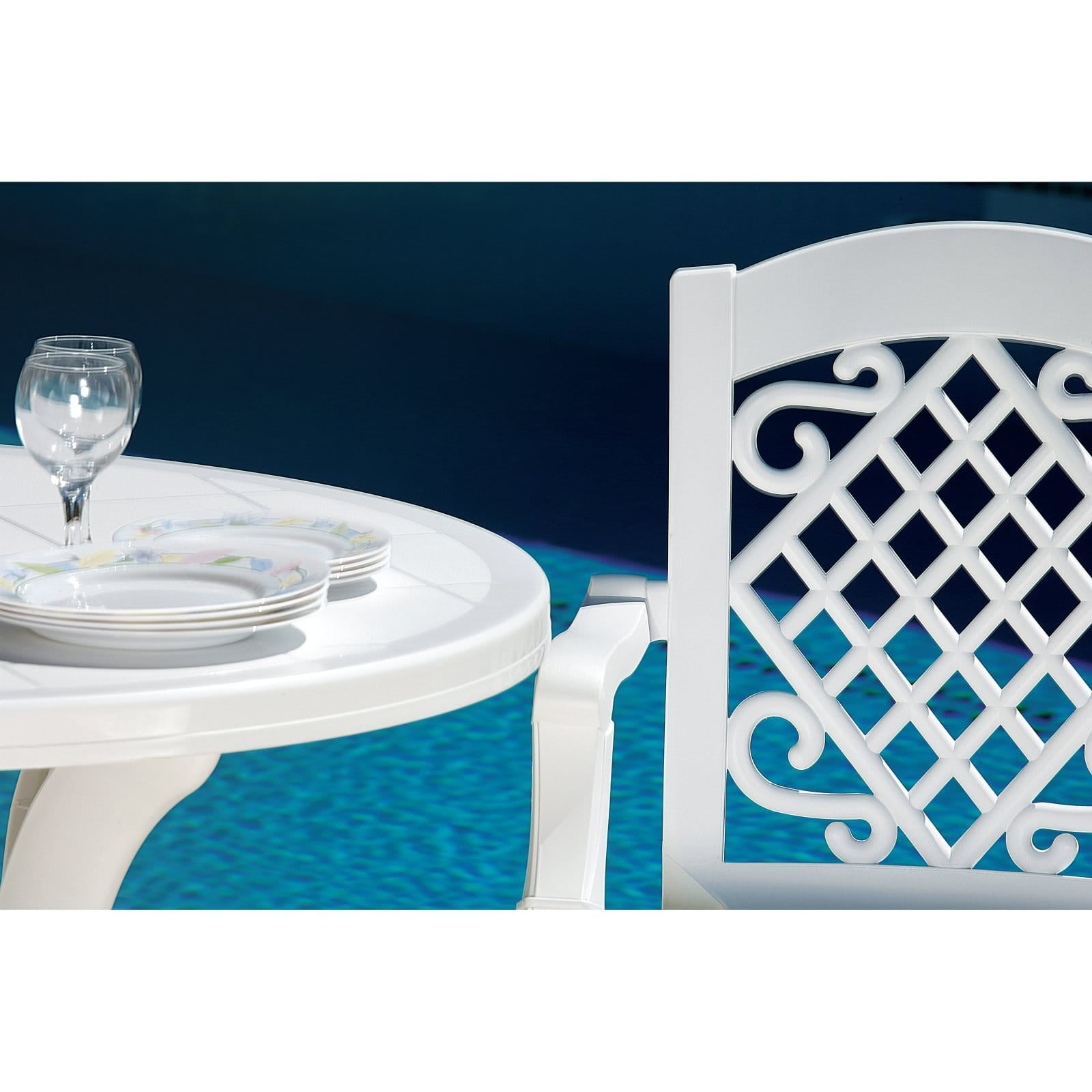 Compamia 35.5 Inch Round Resin Patio Dining Table - Green, Commercial Grade For Outdoor Use