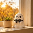 thumbnail image 6 of MInHoues 3.14 Inch Halloween Ghost Figurine with Black Bats, Cute Resin Ghost Statue for Tabletop Centerpiece, Spooky Decorative Ornament for Home Shelf Mantel, 6 of 9