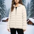 thumbnail image 2 of gbyLJF Womens Lightweight Hooded Down Jackets Solid Color Long Sleeve Quilted Puffer Coats Casual Full Zip Blouse with Pockets Winter Outwear, 2 of 6