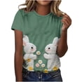 thumbnail image 1 of Easter Women's Short Sleeve Round Neck Pullover with Printed Design, Lightweight Polyester Fabric, for Daily Wear and Spring Outings, 1 of 4