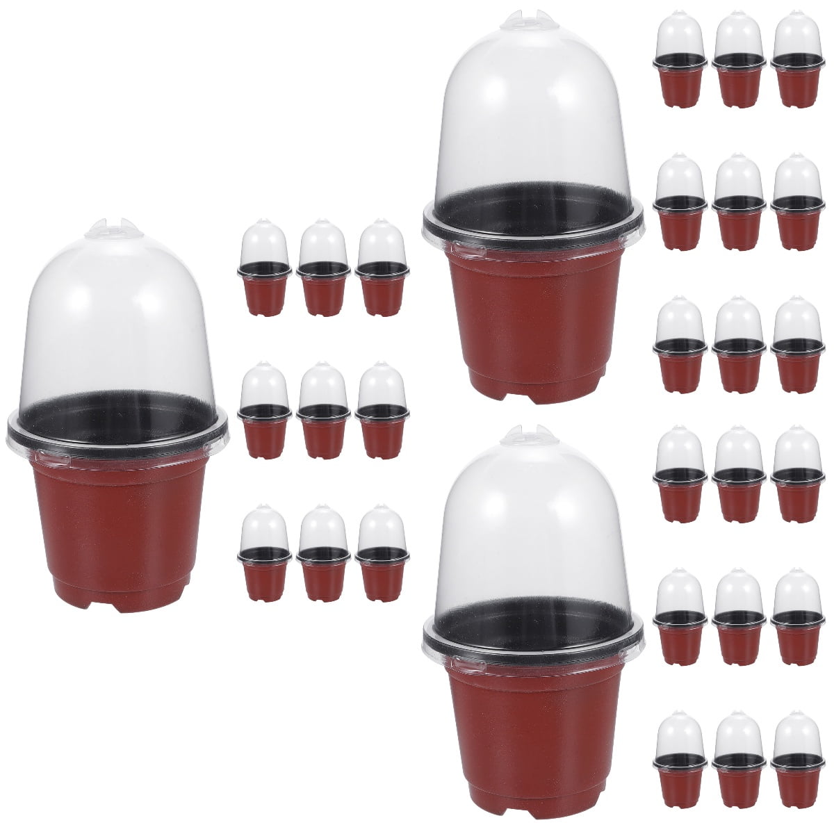 BERTDOMD 30-Pack Plastic Plant Nursery Pots with Transparent Humidity Dome, Seed Starting Containers for Gardening and Plant Propagation
