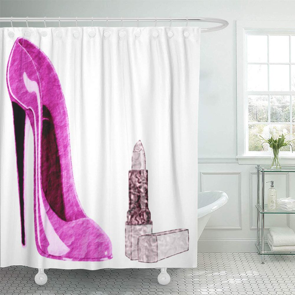SUTTOM Ckeenart Pink Stiletto Shoe and High Heel Shower Curtain 66x72 ...