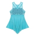 thumbnail image 3 of iiniim Kids Girls Sequins Lyrical Dance Skirt Sweetheart Criss-Cross Back Irregular Ballroom Dress Light Blue 14, 3 of 7