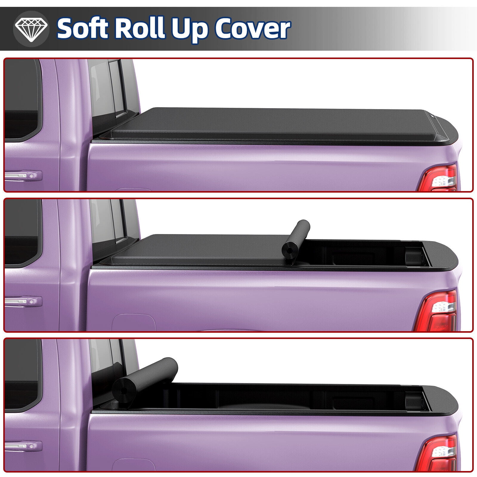 RVNI 5.8 ft Bed Soft Roll up Truck Bed Tonneau Cover for 2014-2018 Silverado Sierra 1500