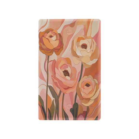 Yayeee Blank Wall Plate Cover 1-Gang 4.5"x2.7" Home Unused Decorative Outlet, Abstract Orange Flowers