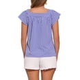 thumbnail image 3 of INSPIRAR CHIC Blusa de Mujer de Verano con Cuello Cuadrado y Mangas Cortas de Gingham S Azul Blanco, 3 of 6