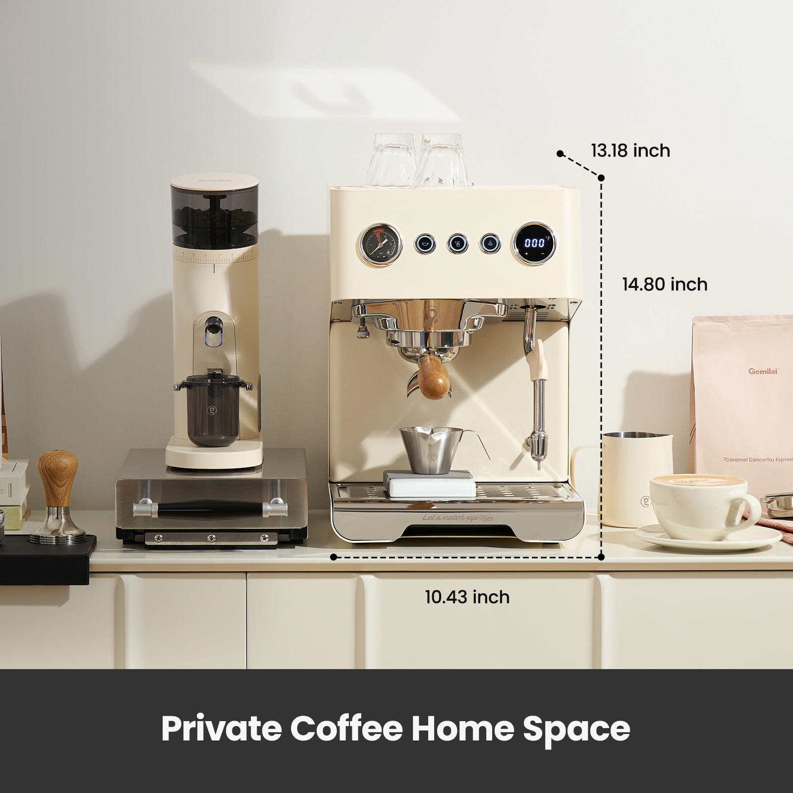 Gemilai G3028A Espresso Machine, 15 Bar Professional Coffee Maker with Adjustable OPV & Automatic Milk Frother, PID Temperature Control, 57oz Tank, 550ml Boiler for Cappuccino, White