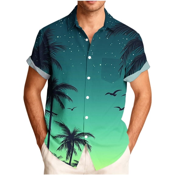 Awdenio Shirts for Men Hawaiian Shirt Short Sleeves Tropical Printed Casual Button Down Summer Beach Floral Shirts