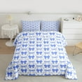 thumbnail image 2 of Feelyou Girls Princess Bow Queen Comforter Set, Cartoon Ribbon Print Bedding Sets, Kawaii Blue Bowknot Reversible Bedding Comforter Set, Lightweight Room Decor, 3-Piece, 2 of 8