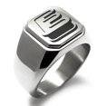 thumbnail image 1 of Stainless Steel Letter E Initial 3D Monogram Engraved Engraved Square Flat Top Biker Style Polished Signet Ring, 1 of 1