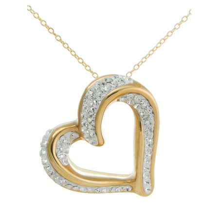 Crystal 18kt Gold over Sterling Silver Slide Heart Pendant, 18