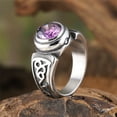 thumbnail image 2 of HIJONES Men's Oval Gemstone Ring Stainless Steel Vintage Personalized Hip Hop Jewelry Purple Size 12, 2 of 3