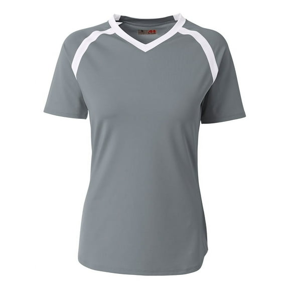 A4 Ace Short Sleeve Volleyball Jersey For Women in Graphite/White | NW3019