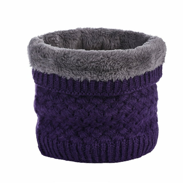 Women Winter Neck Warmer Gaiter Soft Lined Knit Scarf Windproof Warm Double Layer Thick Cold Weather Accessory