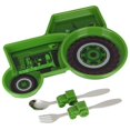 thumbnail image 1 of Green Tractor Engaging ' Dinnerware Set: Durable, Divided Plate, Fun Fork and Spoon, Ideal for Picky Eaters, Educational Mealtime, Easy Cleaning, Gift for Toddlers Tractor Tractor, 1 of 5