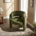 thumbnail image 2 of AFO Modern Upholstered Dining Chair, Cute Barrel Side Armchair with Round Back for Living Room Dining Room Bedroom, Green, 2 of 7