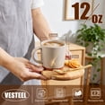thumbnail image 4 of Vesteel Coffee Mugs Set of 4, 12oz Ceramic Coffee Cup with Handle, Modern Stoneware Mugs for Latte, Cappuccino, Cocoa, Dishwasher & Microwave Safe, Cappuccino Brown, 4 of 8