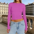 thumbnail image 2 of Womens Athletic Tops Valentines Day Shirts for Women Shirt Women Cold Gear Girls Shirts Long Sleeve Solid T Shirt Loose Athletic Tees Fashion Womens T Loose Tops Summer Solid Tee Purple S, 2 of 4