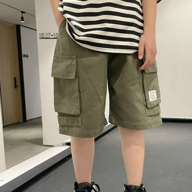 LSLJS 4-14years Children's Hip Cool Five-minute Pants Middle and Large Children's Summer Workwear Chinese Pants Boys' Shorts Spring and Summer Models, Toddler Shorts