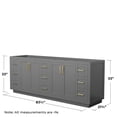 thumbnail image 3 of Wyndham Collection Miranda 84" No-Sink Wood Double Bathroom Vanity in Gray/Gold, 3 of 4