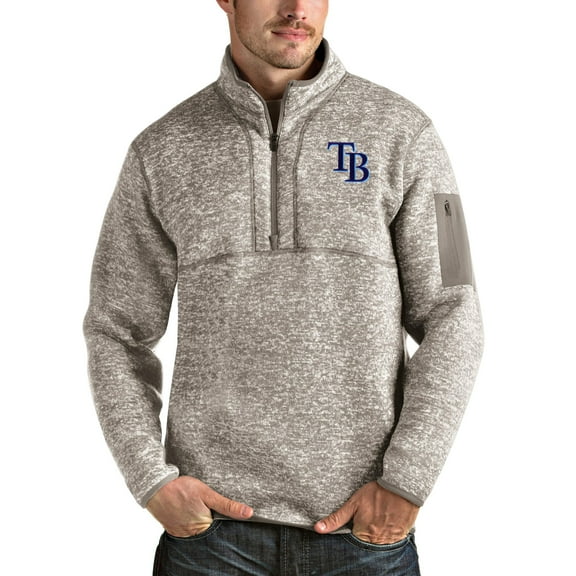 Men's Antigua Oatmeal Tampa Bay Rays Fortune Quarter-Zip Pullover Jacket