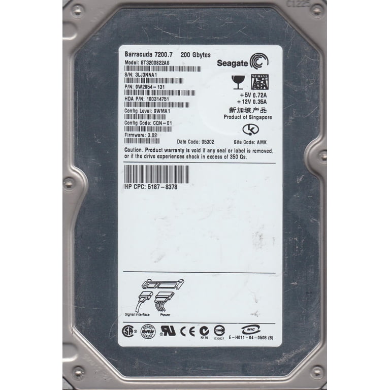 Disque Dur Seagate 200 Go 3.5" ST3200822AS - Occasion Fonctionnel