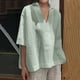 thumbnail image 1 of Camisas Fnochy para mujer, liquidación, blusas casuales de manga corta con cuello en V y sueltas, camisas de algodón para mujer., 1 of 7