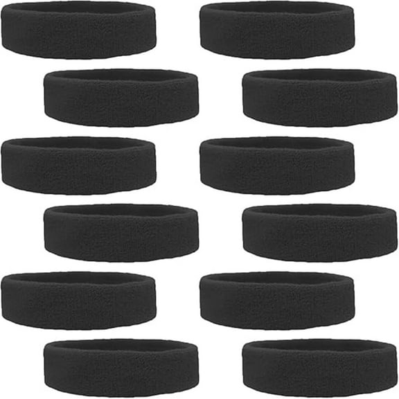 12 pcs Sweatbands Cotton Sports Headbands Terry Cloth Moisture Wicking Athletic Basketball Headband
