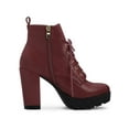 thumbnail image 3 of BLISSFUL STEP Women's Round Toe Block High Heel Lace up Platform Boots, 3 of 7