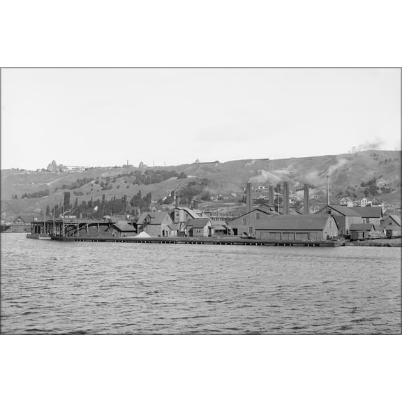 24"x36" Gallery Poster, Quincy Hill and smelters in Hancock, Michigan around 1906