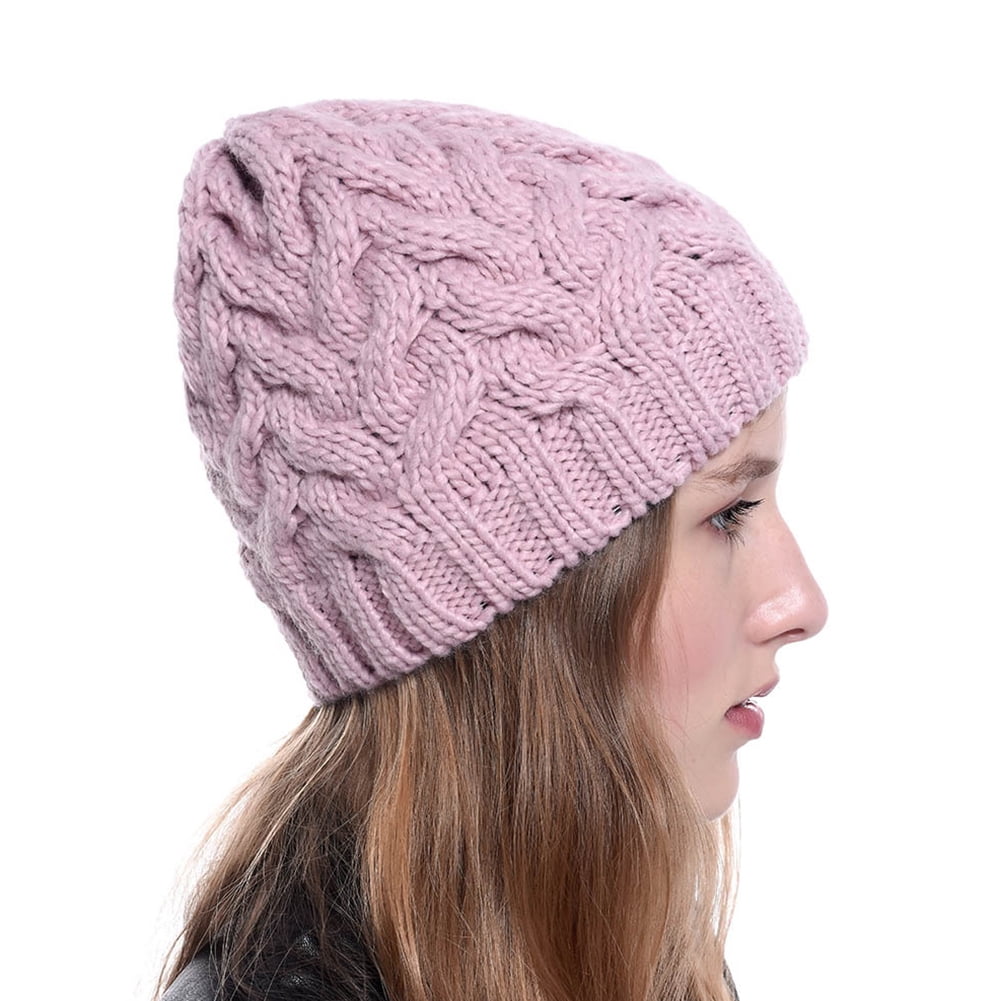 Solid Color Cable Knit Beanie Hat 