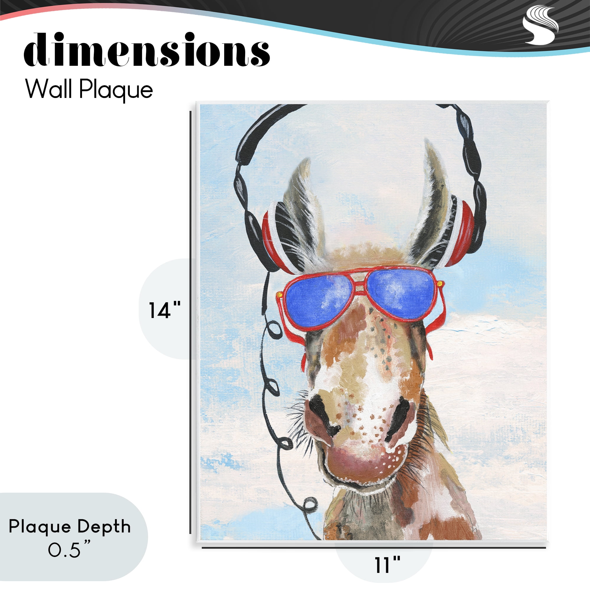 Stupell Industries Donkey Wearing Headphones Wall Plaque Art, design by Janet Tava