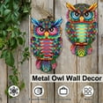 thumbnail image 4 of Dznils 2 Pcs Metal Owl Wall Decor 10 Inches Metal Outdoor Wall Art Colorful Hanging Wall Sculptures, 4 of 10