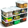 thumbnail image 1 of Citylife 1.3 QT 10 Pack Small Storage Bins Plastic Storage Container Stackable Box with Lids Gray, 1 of 1