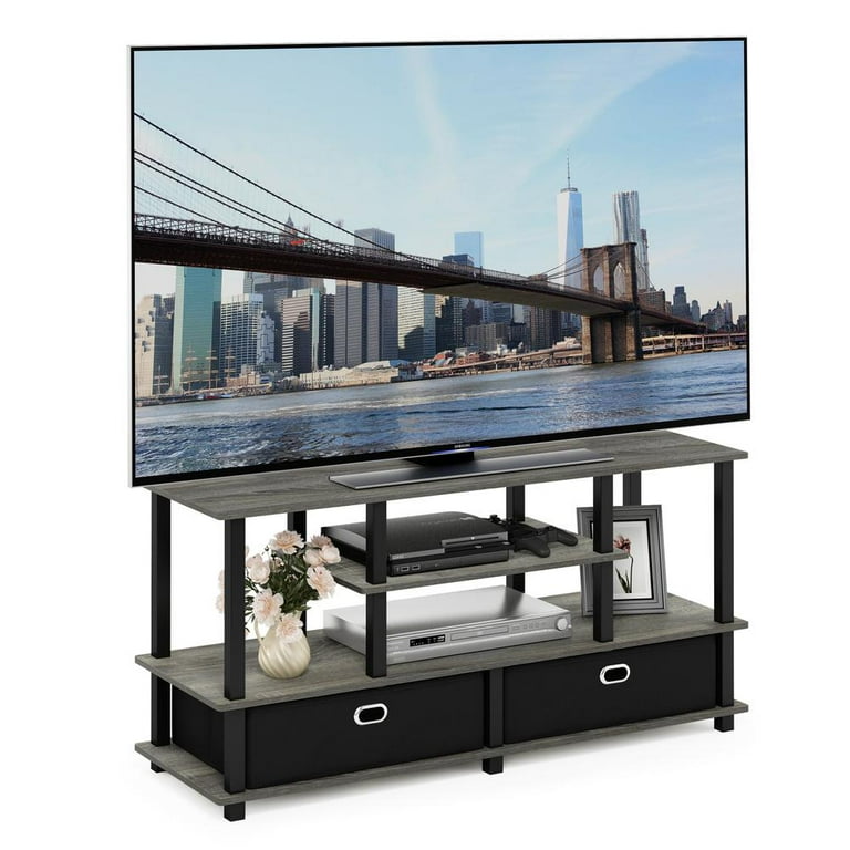 Furinno JAYA Large TV Stand for 55-Inch TV, Storage Bin, French