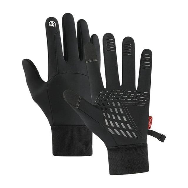 Guantes cálidos de invierno con forro suave, guantes térmicos para trabajar al aire libre, deportes y conducir Negro