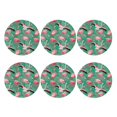 thumbnail image 2 of Fuzoiu Tropical Flamingo Print Leather Coasters Set,Drink Coasters Set of 6,for Tabletop Protection, Durable PVC Coasters,Home Décor and Housewarming Gift,Round Shape, 2 of 7